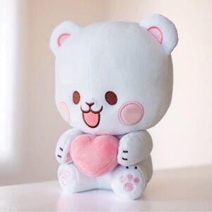 Adorable White and Pink Plush Bear Toy